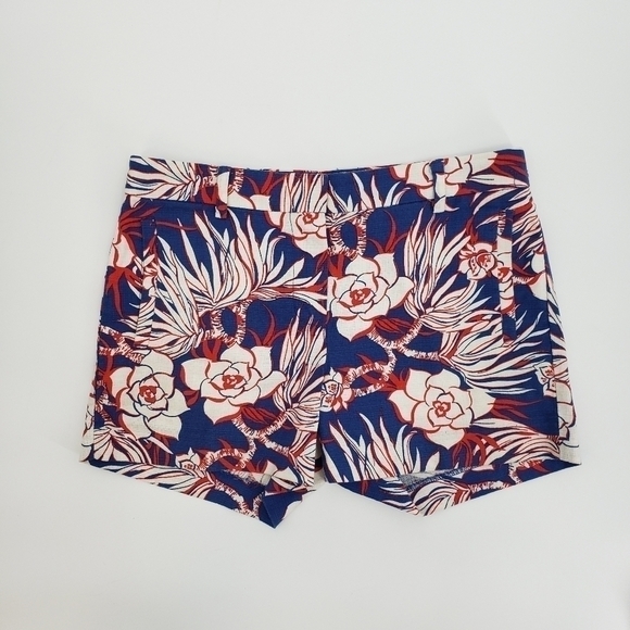 𝅺j. Crew Blue and Red Floral Shorts, Size 4 - Picture 2 of 9